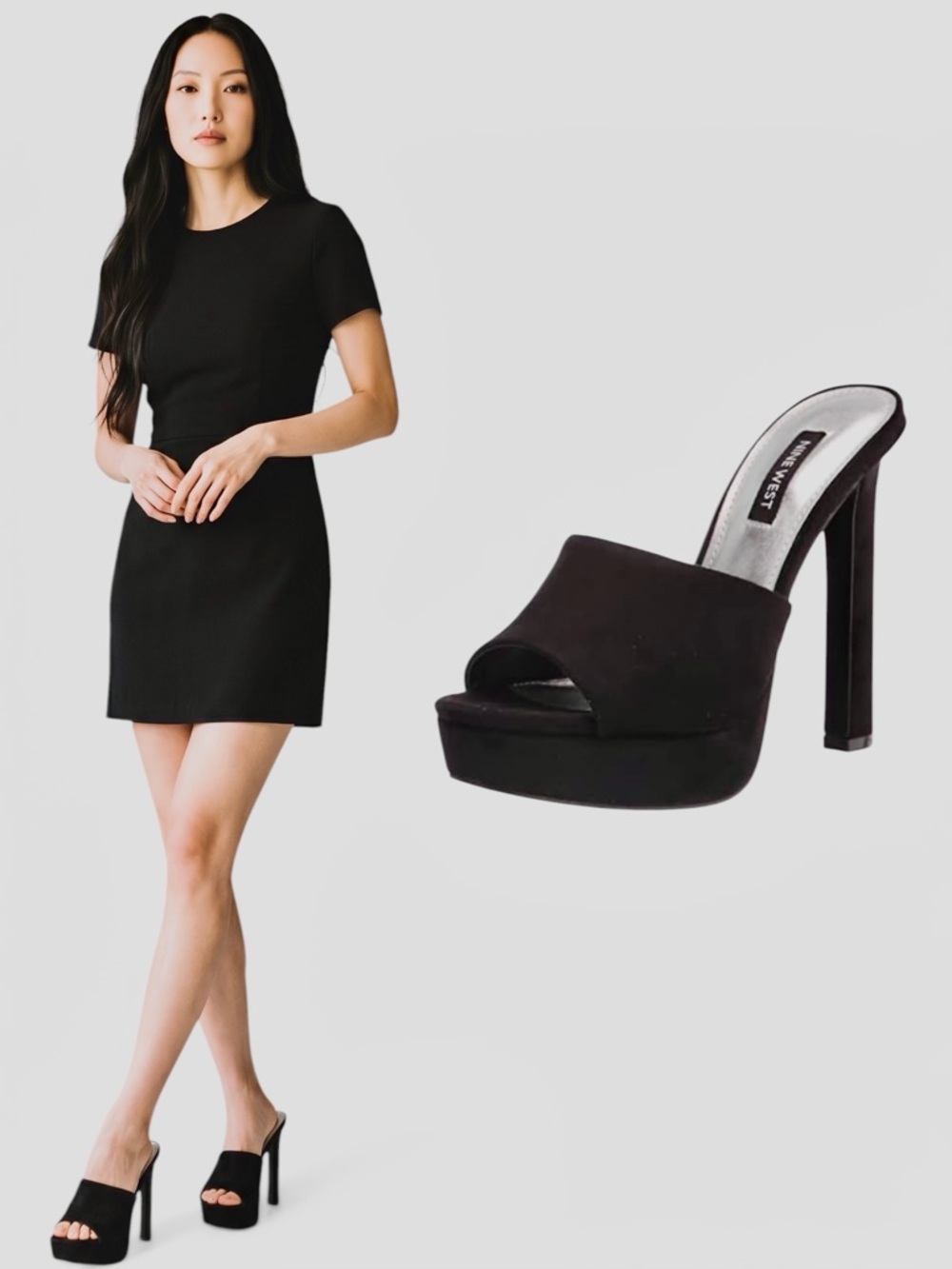 Nine West Wilia 2 Black Platform Heels